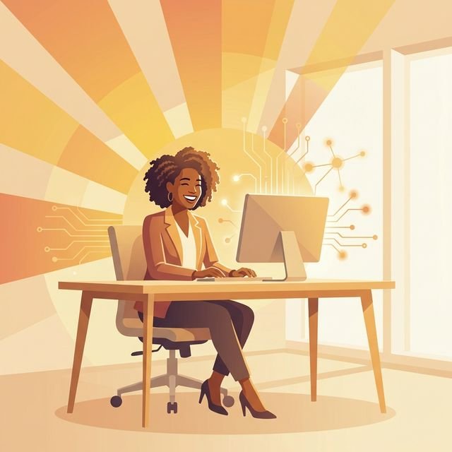 Confident business owner using AI tools on laptop